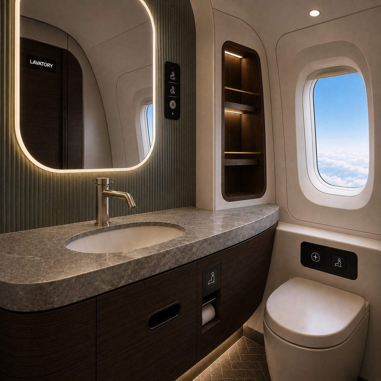 Deck mounted aviation touchless faucet with commercial airline retrofit design