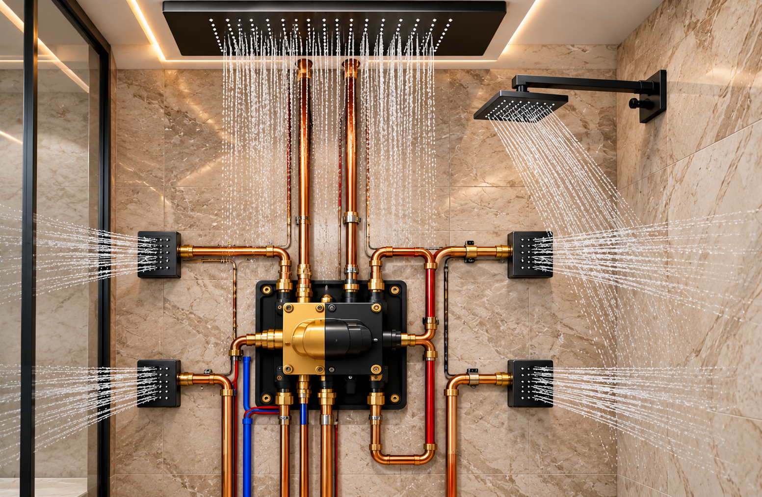 Rainfall shower installation detail