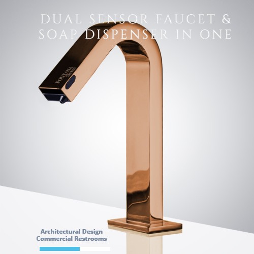 rose-gold-touchless faucet-rose-gold-soap-dispenser