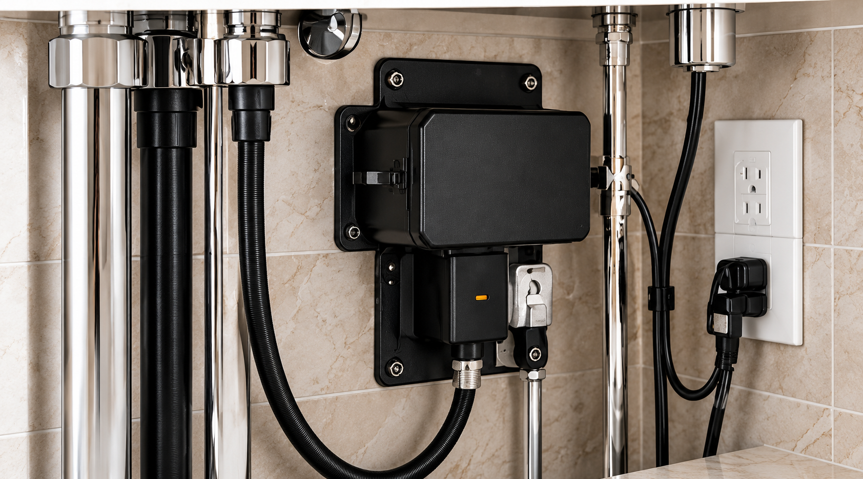 Touchless faucet power control box installation