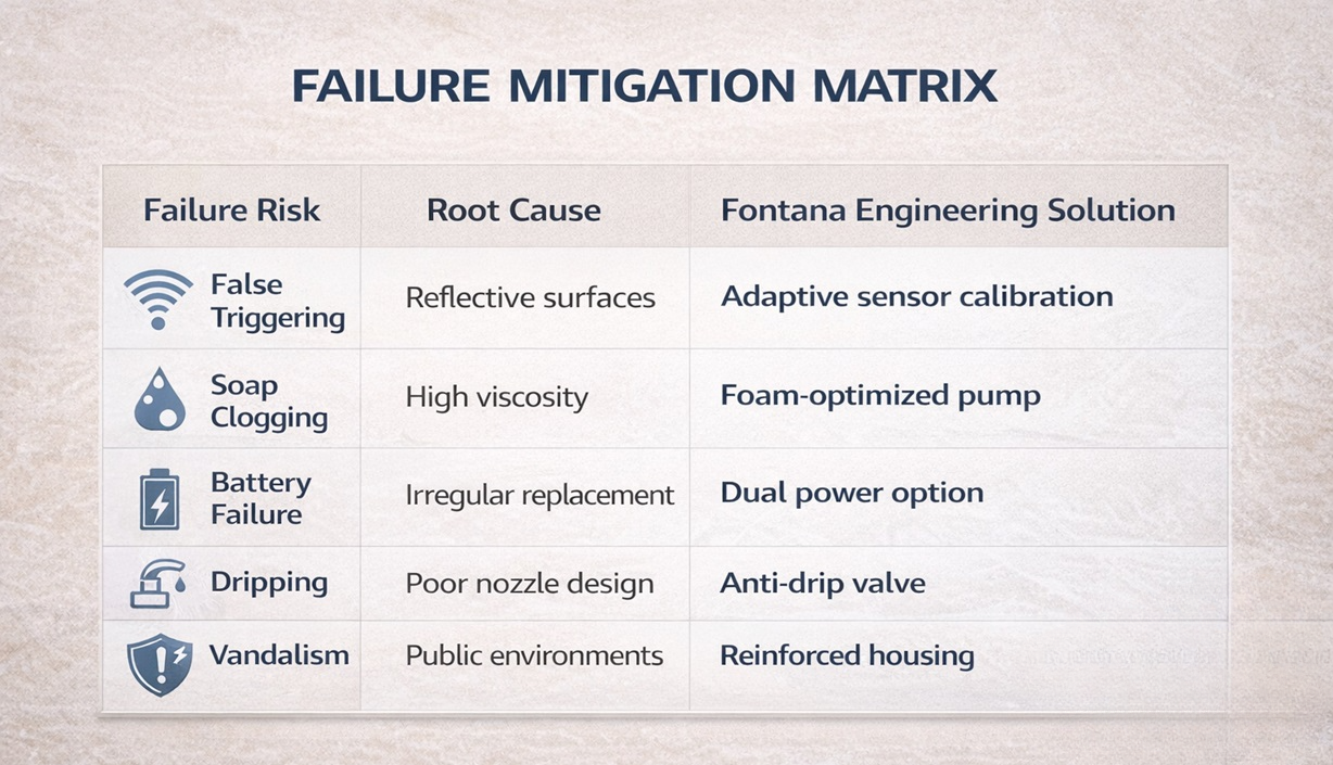 Soap Dispenser Failure Mitigation Matrix