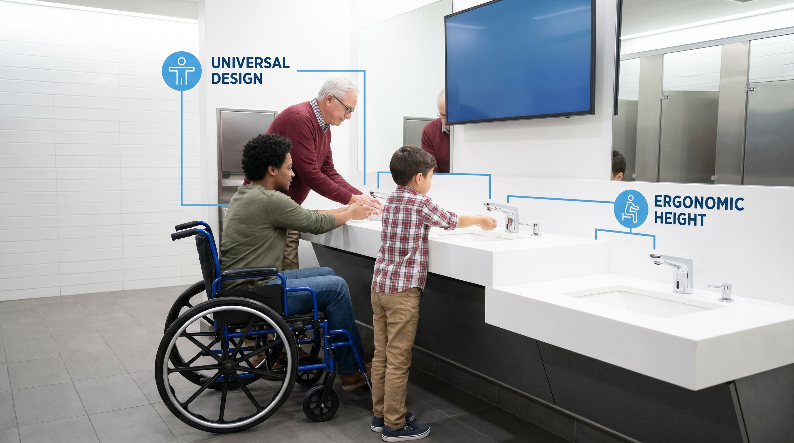 Family using an accessible sensor faucet