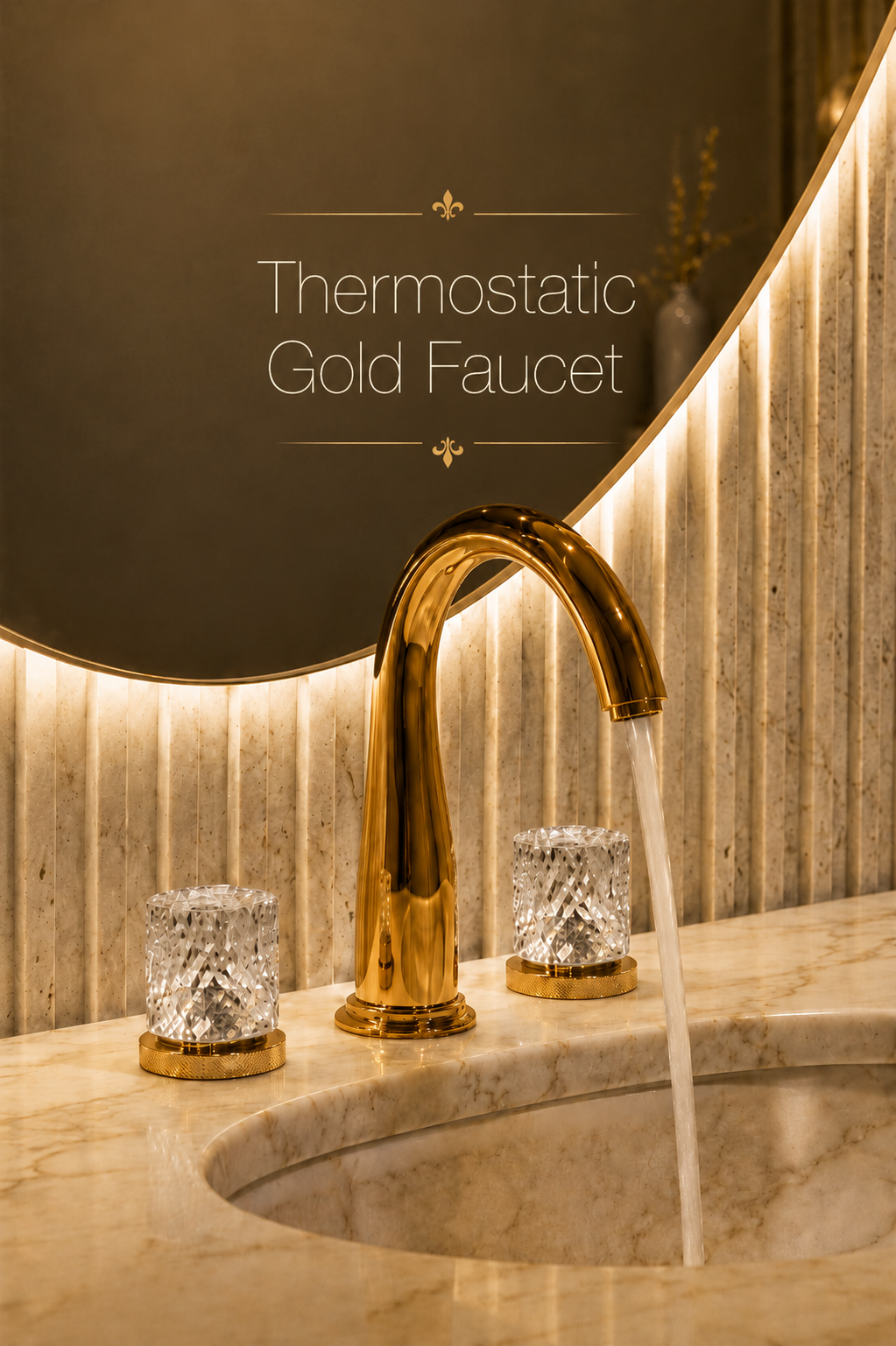 Fontana DualOrion Edition Gold Thermostatic Bathroom Faucet
