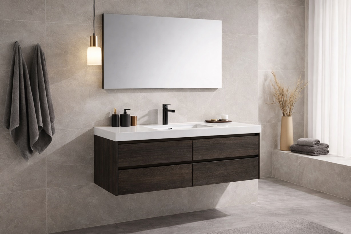 Fontana Modern Luxury Hotel Wall Mount Floating Vanity Cabinet with Sink (FS-BGV0119)