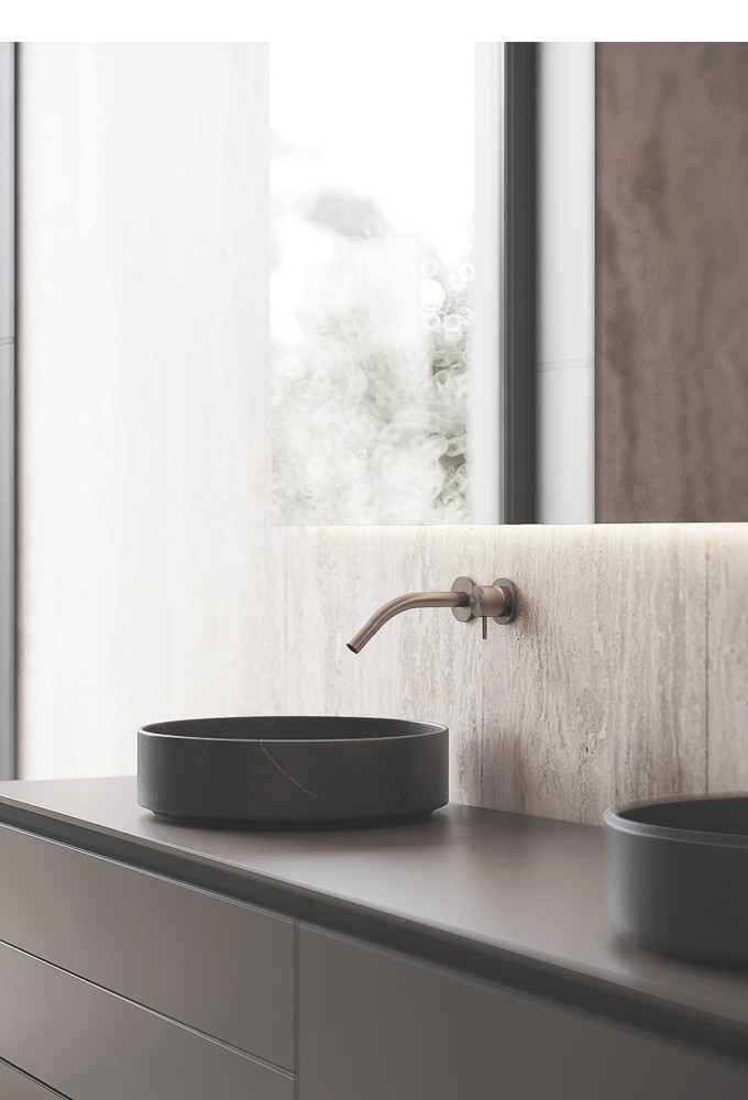 Contemporary wall-mounted bathroom faucet