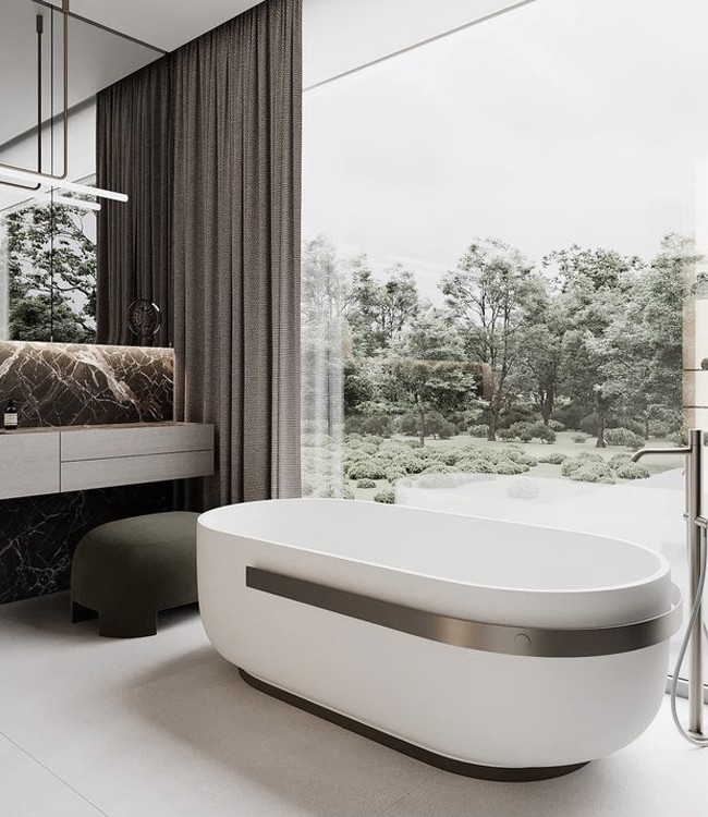 Luxury bathroom with freestanding tub