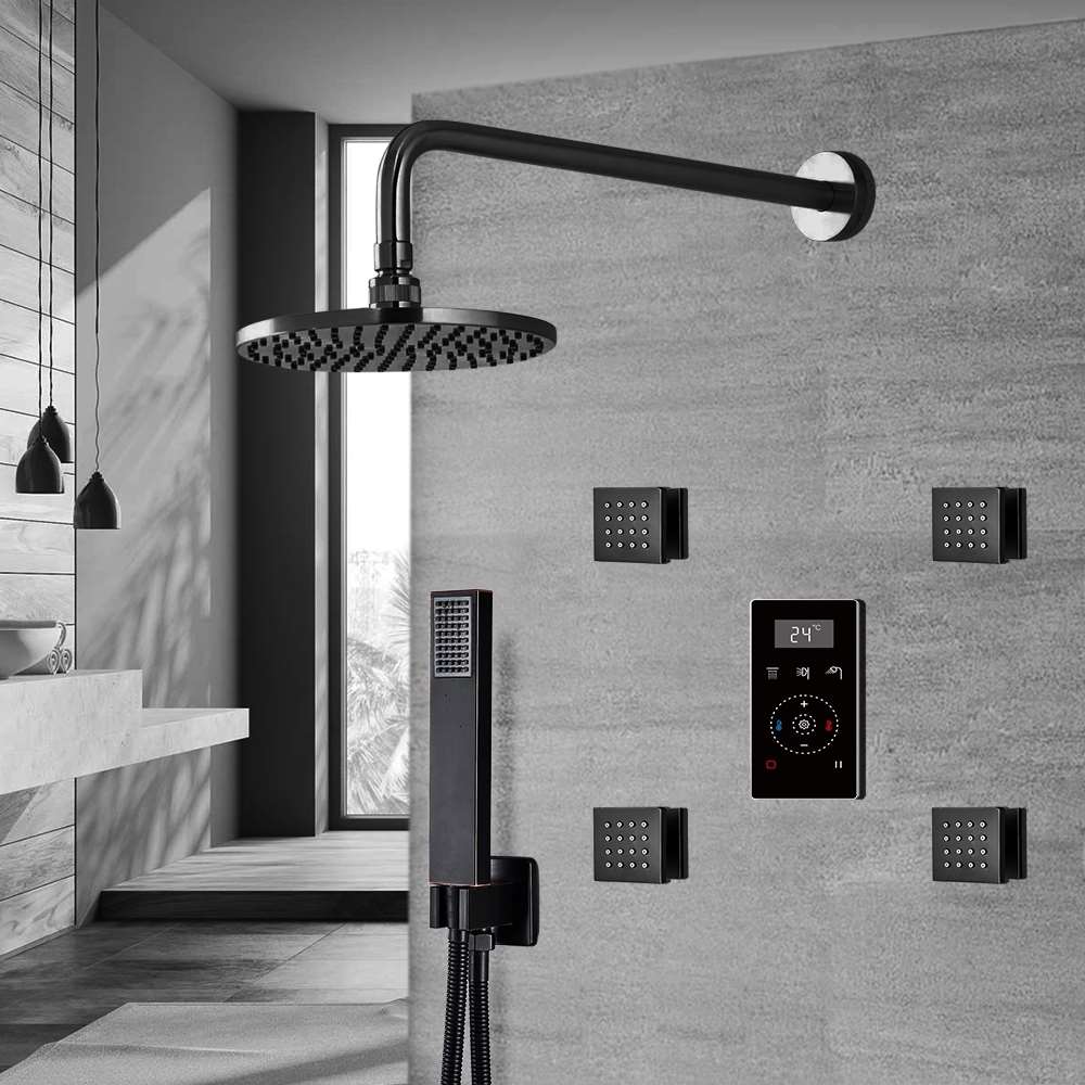 Automatic Thermostatic Shower with Black Digital Temperature Display