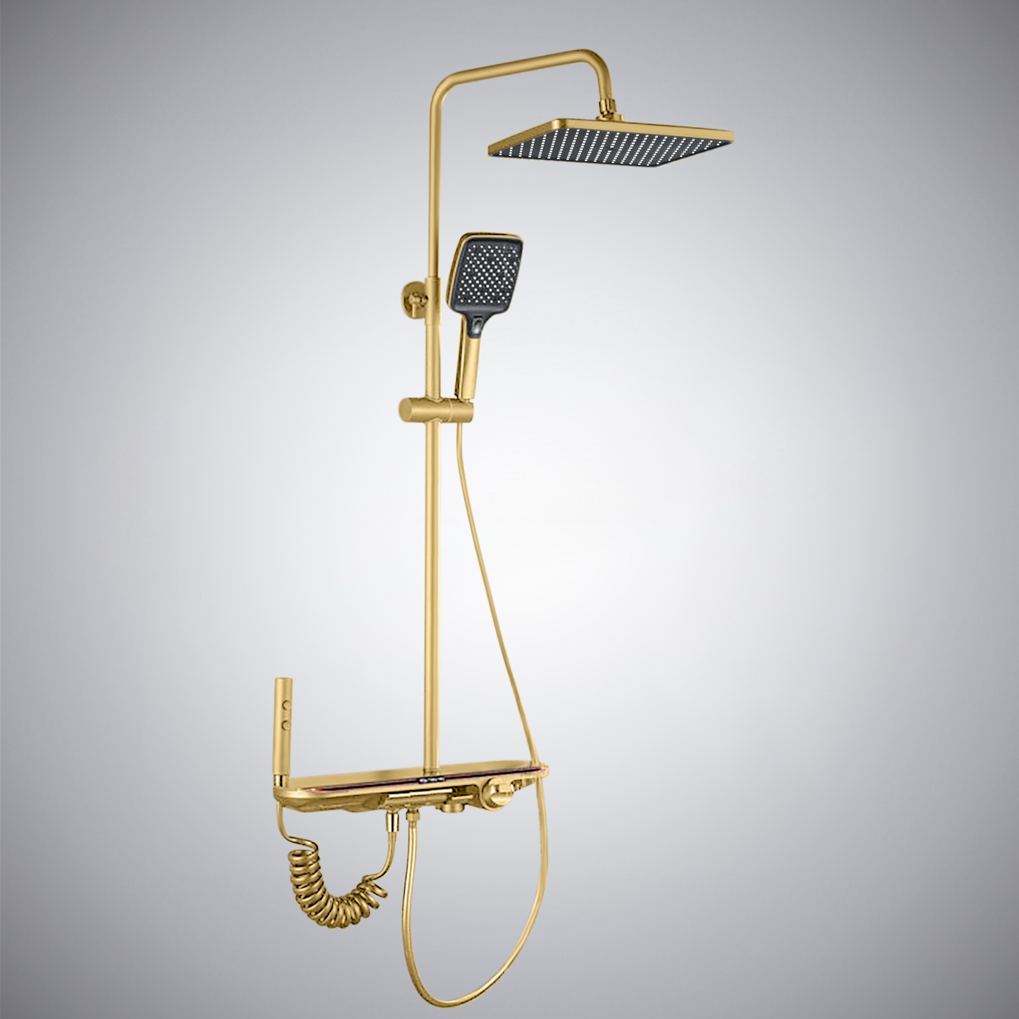 Fontana Trescore Brushed Gold Waterfall LED Shower System