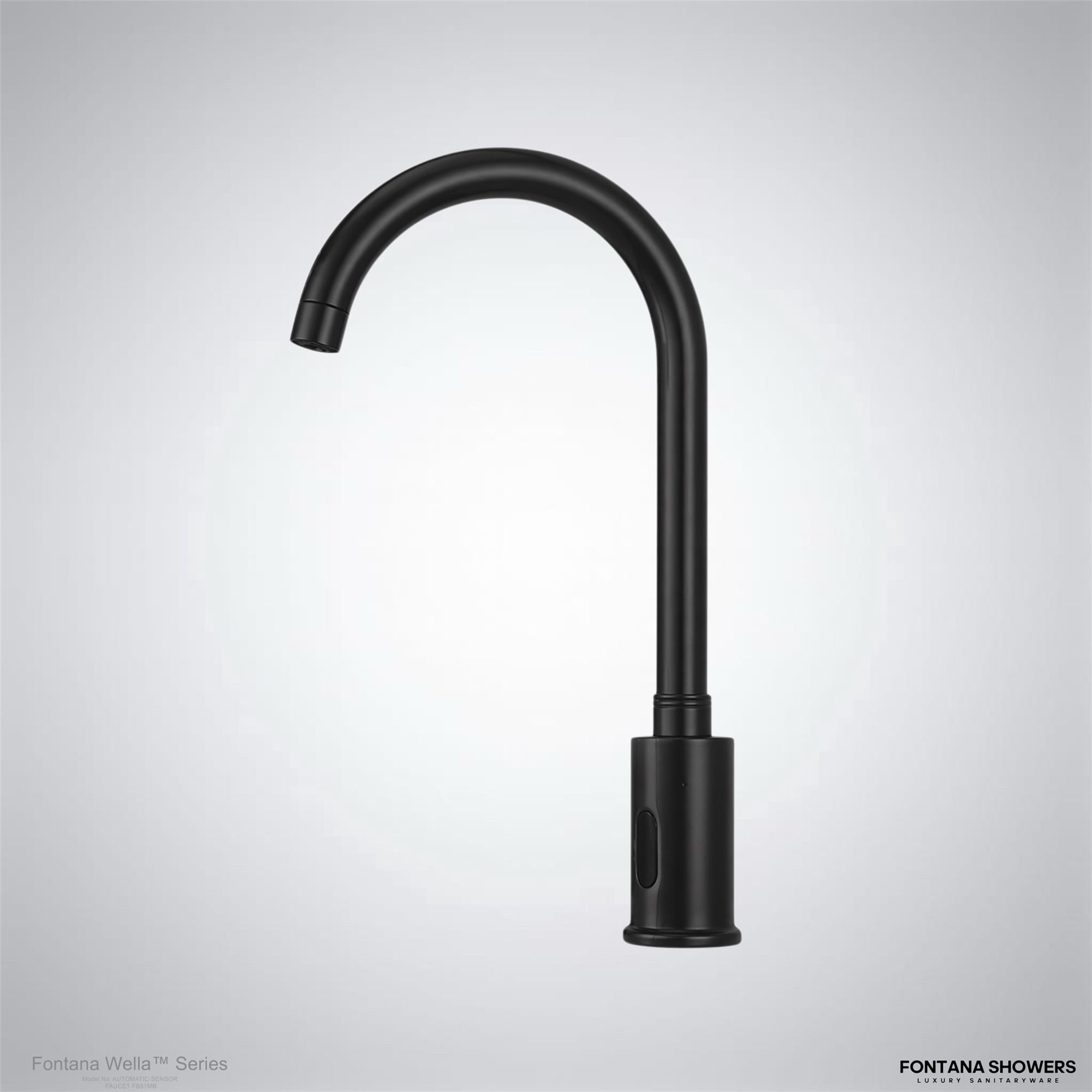 Fontana Wella Goose Neck Commercial Automatic Sensor Faucet Matte Black