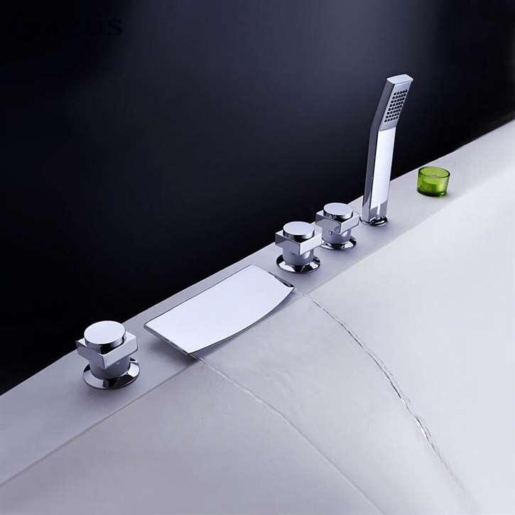 Fontana Chrome Waterfall Bathtub Faucet System with Hand Shower