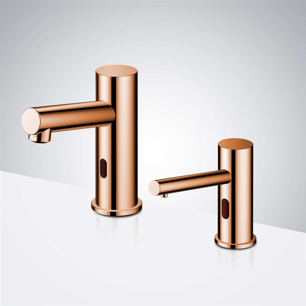 Fontana Rose Gold Commercial Automatic Dual Motion Sensor Faucet with Soap Dispenser