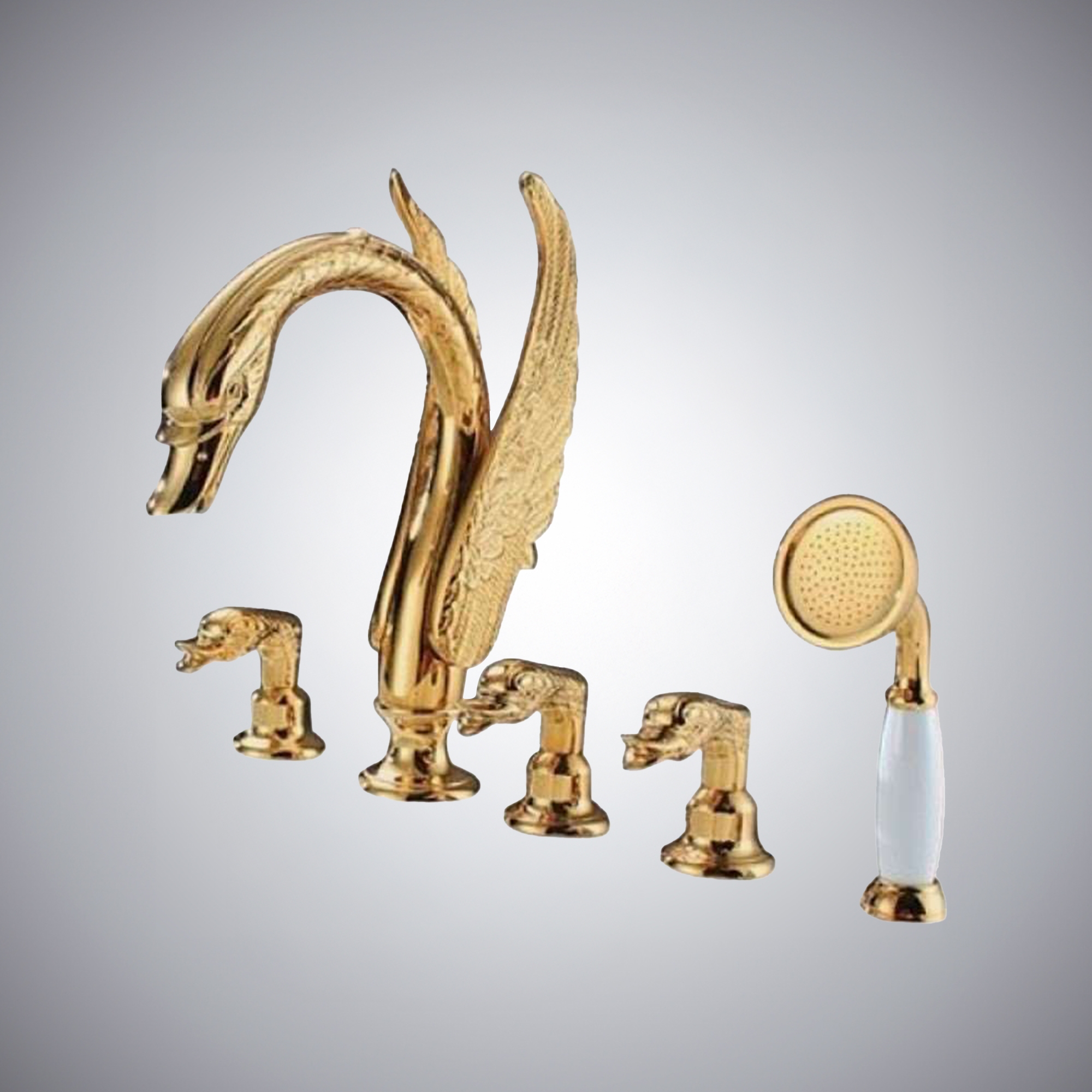 Fontana Swan Neck Gold Waterfall Bathtub Faucet