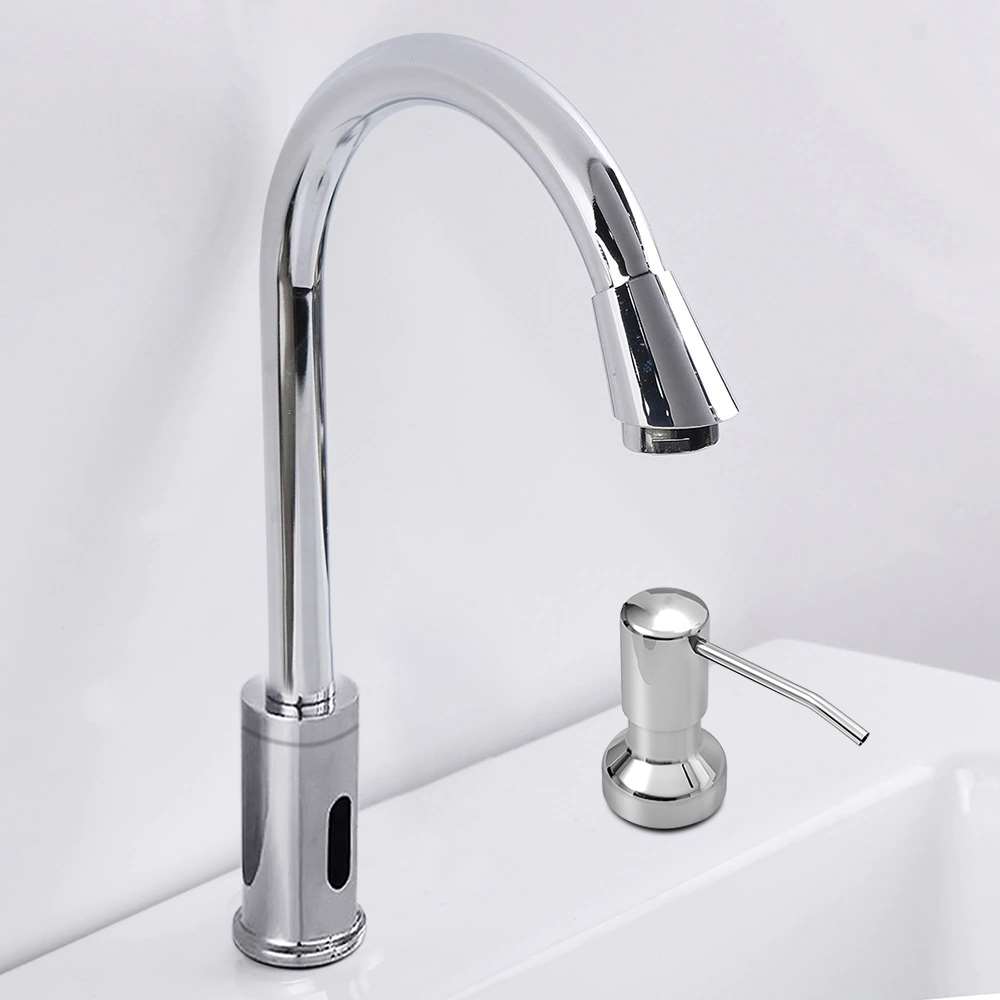 Fontana Goose Neck Sensor Faucet with Manual Soap Dispenser