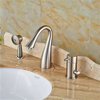 Laconian Brushed Nickel Bathroom Sink Moen Faucet with Handheld Shower