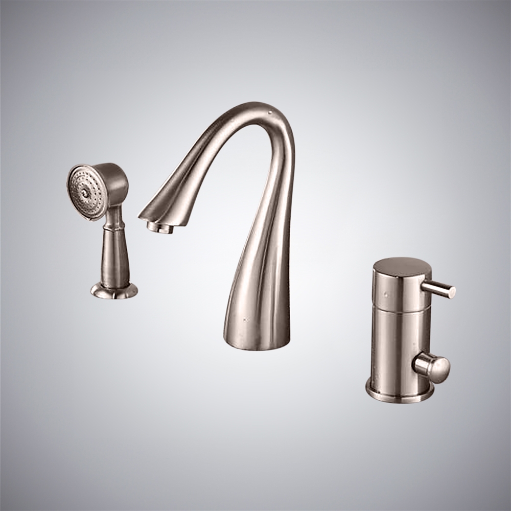 Laconian Brushed Nickel Bathroom Sink Faucet with Handheld Shower