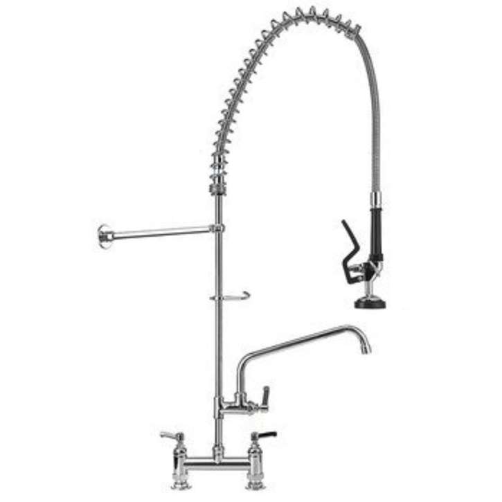Fontana Chrome Kitchen Sink Faucet Spray Arm Twin Pedestal Restaurant  Pull out Portable Tap Two Spouts