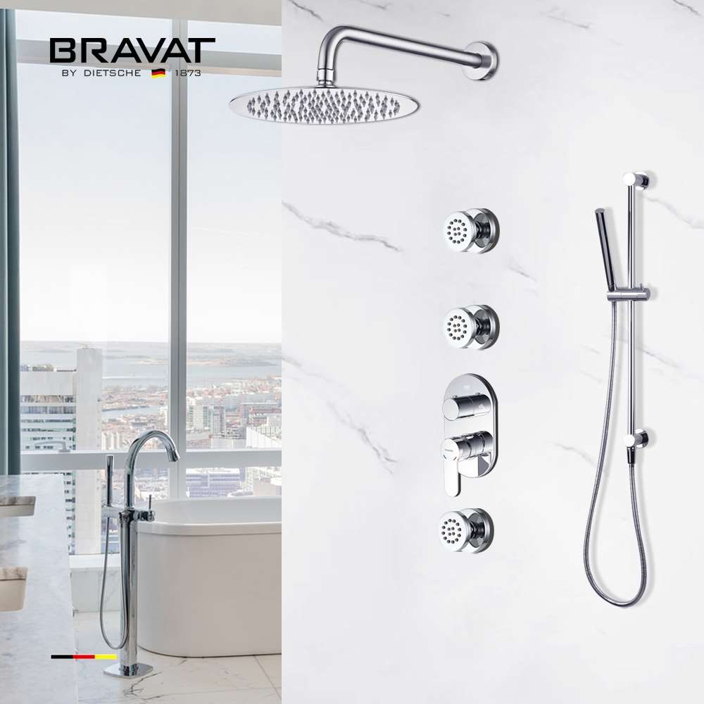 Fontana Wall Mount Thermostatic Rain Shower System Oil Rubbed Bronze