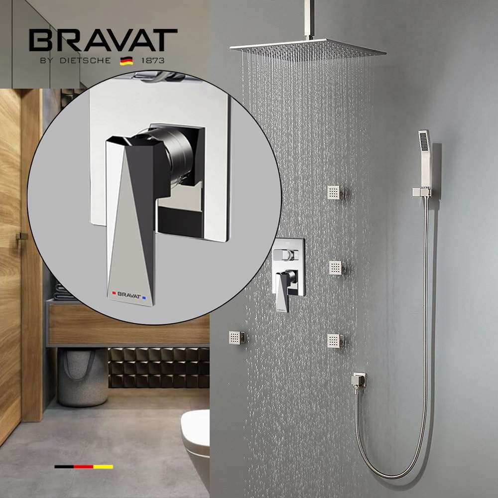 Fontana Thermostatic Rainfall Shower Set with Body Jets Oil Rubbed Bronze
