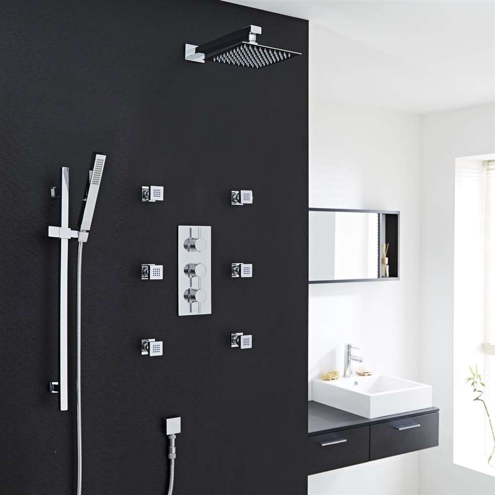 Fontana Edinburgh Wall Mount Thermostatic Rainfall Shower Set