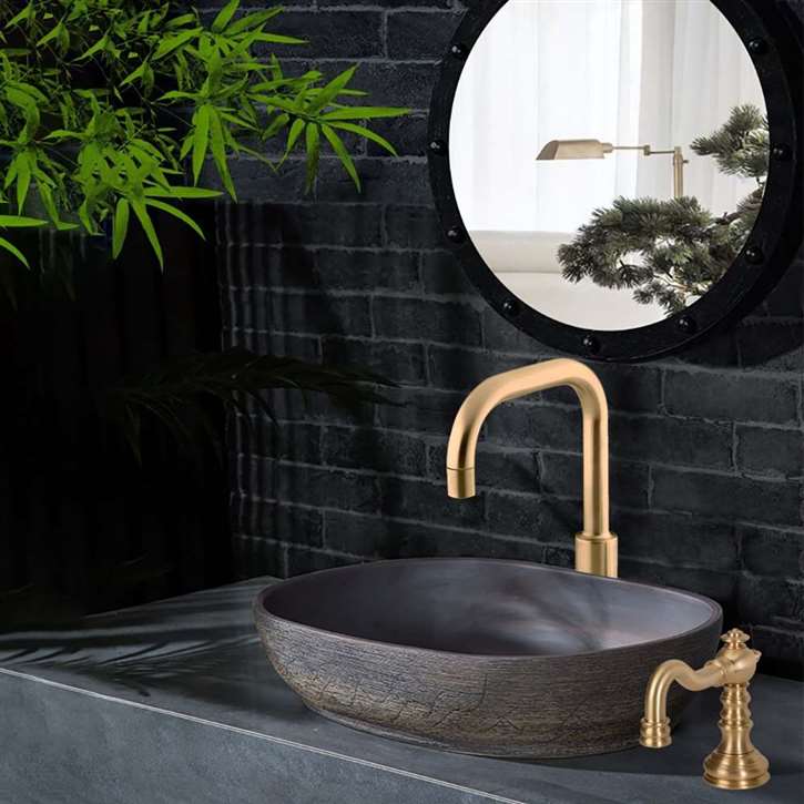 Fontana Vessel Sink and Touchless Motion Sensor Faucet with Auto Liquid Soap Dispenser
