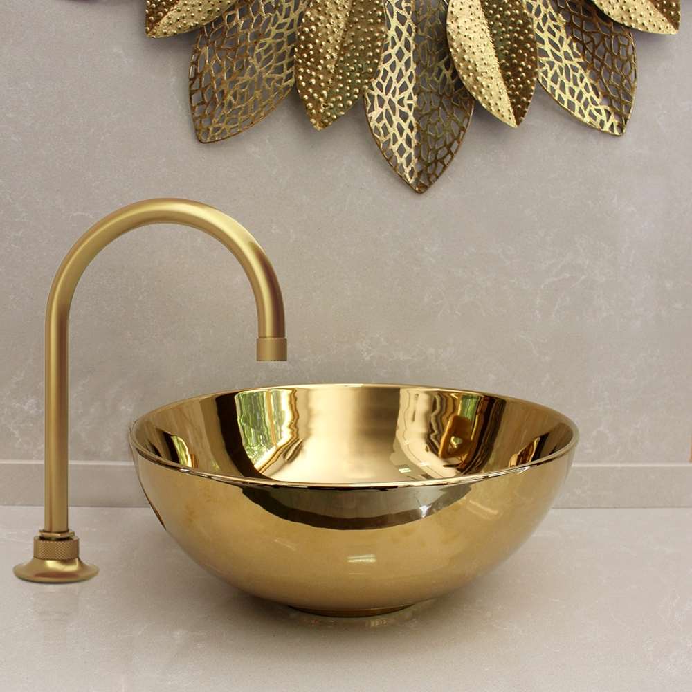 Vessel Gold Sink and Touchless Sensor Faucet Combo