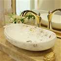 Fontana Gold & Pearl White Ceramic Vessel Sink with Gold Touchless Brass Faucet Featuring Infrared Motion Sensor