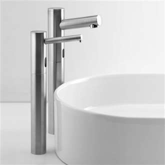 Capri brushed nickel vessel sink faucet and soap system