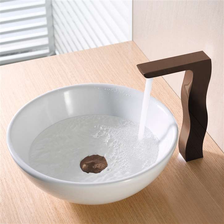 Fontana Vessel Sink with Tower Tall Touchless Motion Sensor Faucet  Combo - Oil-rubbed bronze touchless faucet