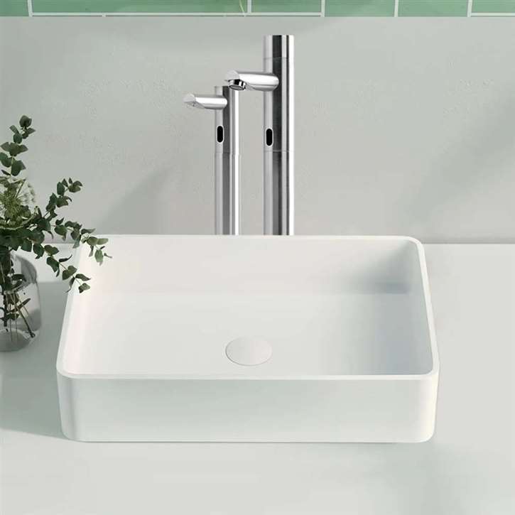 Fontana Vessel Sink with Tower Tall Touchless Motion Sensor Faucet and Auto Liquid Soap Dispenser Combo