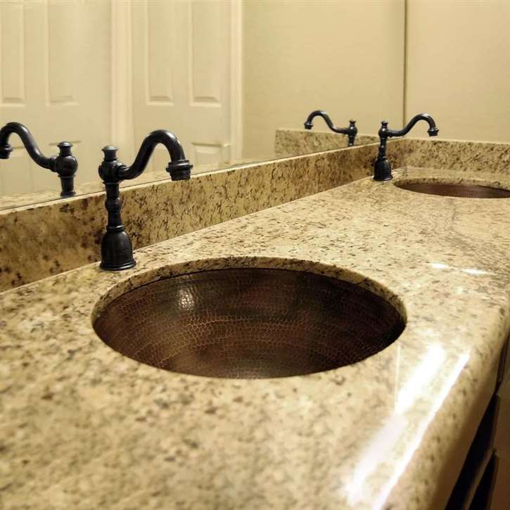 Fontana Vessel Sink and Black Touchless Motion Sensor Faucet