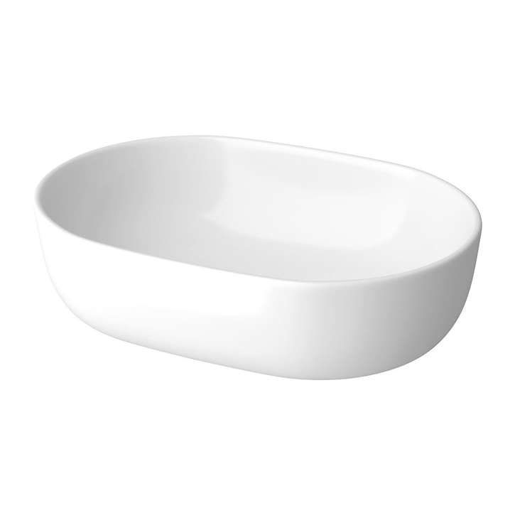 Fontana DSFD0024GS white oval ceramic vessel sink dimensional drawing showing front, side, plan and interior bowl section views