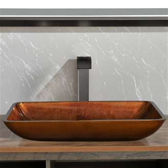 Fontana Vessel Sink and Black Touchless Motion Sensor Faucet
