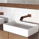Fontana Rectangular Ceramic Vessel Sink with Black Wall-Mounted Touchless Brass Faucet Featuring Infrared Motion Sensor