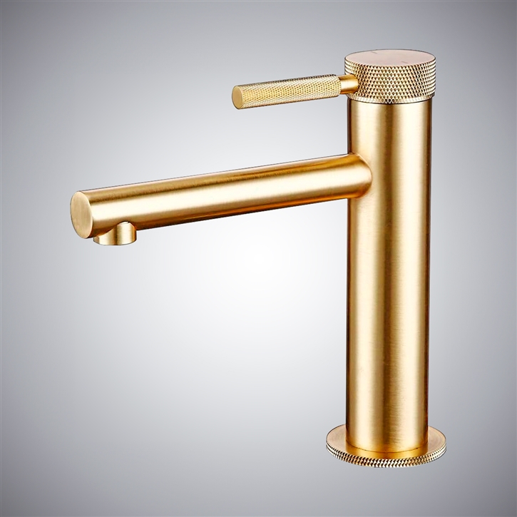 Fontana High Basin Faucet In Gold Brush Plated Brass With Hot/Cold Mixer
