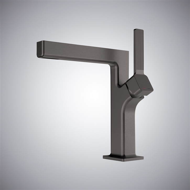 Fontana Deck-mounted Cold/Hot Mixer Bathroom Basin Faucet with Gray Finish