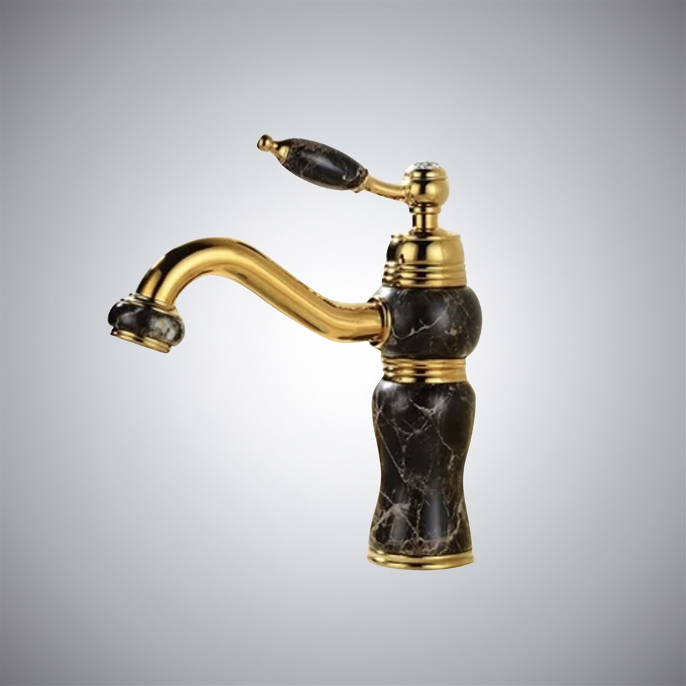 Fontana Lifting Headstall Faucet  With Golden And Marble Black Finish
