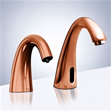 Fontana Rose Gold Commercial Automatic Motion Sensor Bathroom Faucet with Matching Soap Dispenser