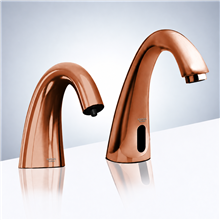 Fontana Rose Gold Commercial Automatic Motion Sensor Bathroom Faucet with Matching Soap Dispenser