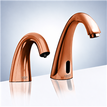Fontana Rose Gold Commercial Automatic Motion Sensor Bathroom Faucet with Matching Soap Dispenser