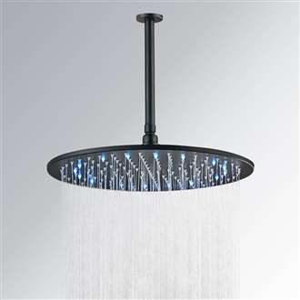 Luxury Shower Head Fontana 20" matte black Round LED Rainfall Showerhead