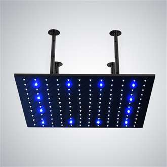 Fontana 24" Matte BlackSquare Rainfall LED Showerhead