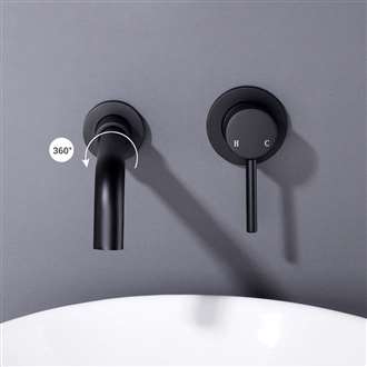 BIM File Geneva Matte Brass Wall Mounted Single Handle oil rubbed bronze Bathroom Mixer Sink Faucet