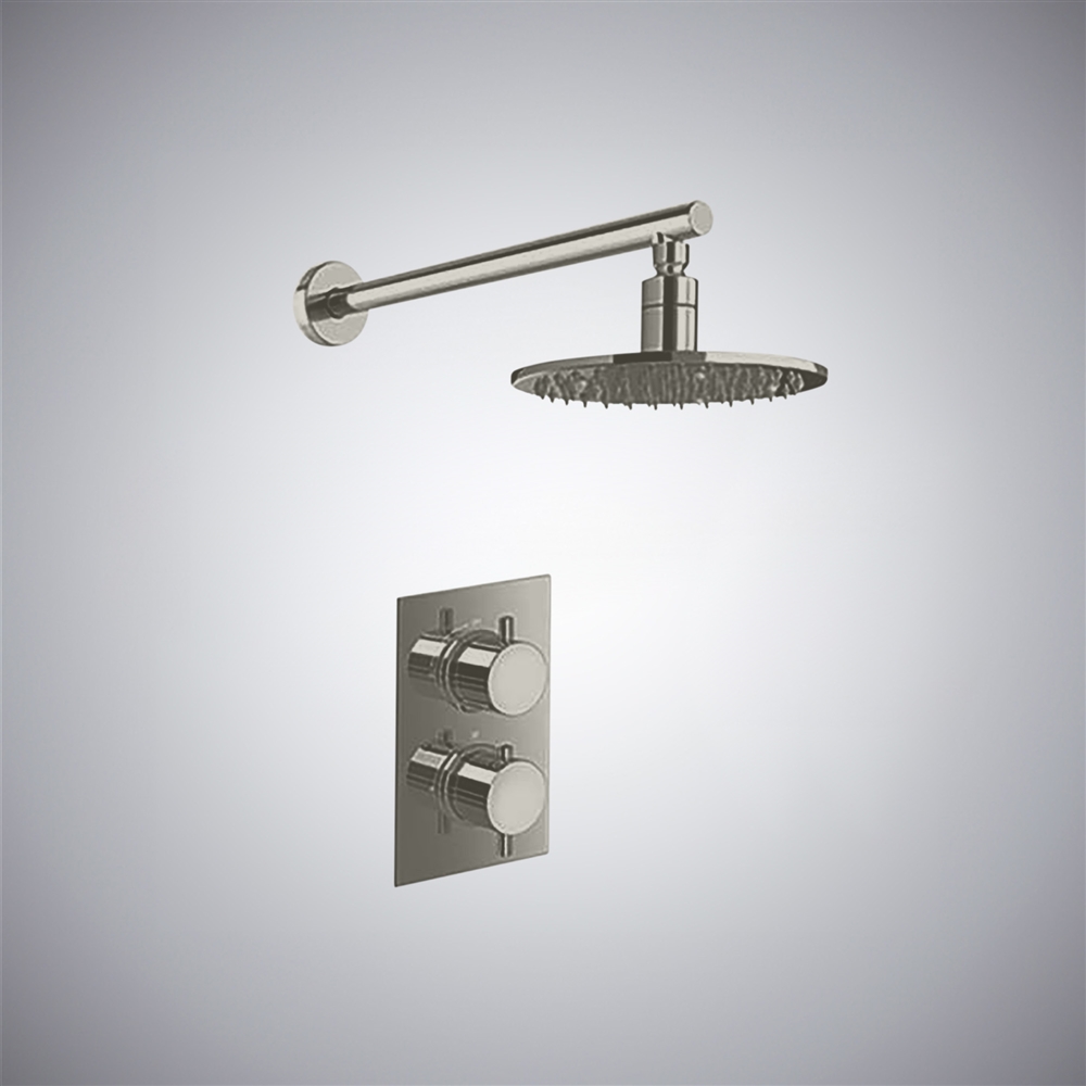 Fontana Gun Metal Gray Circular Thermostatic Shower Set with Customizable LED Lighting Option