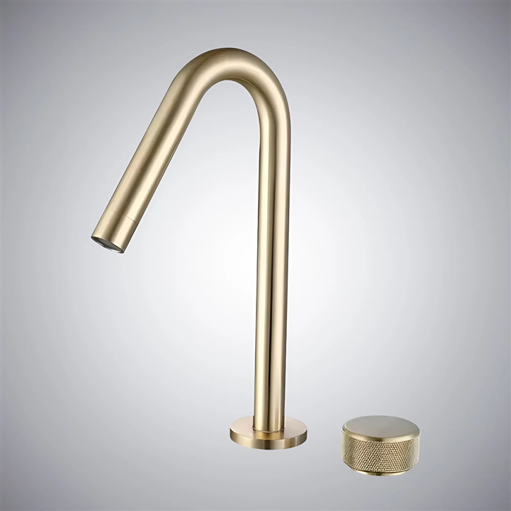 Fontana Kerry In Brushed Gold Finish Countertop Installation Brass Basin Bathroom Faucet With Hot And Cold Control