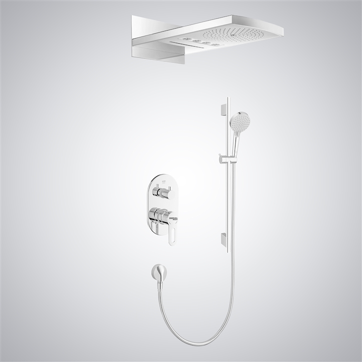 Bravat's Matte White Rainfall Shower Set With Multiple Functions