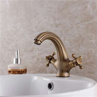 Brio Antique Bronze Roma Bathroom Sink Commercial Tap BIM Object with Double Cross Head Handle