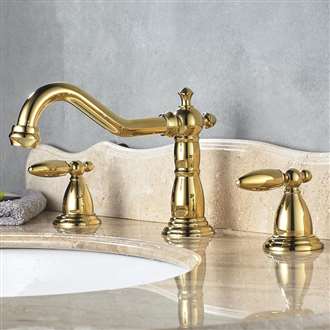 Alessandria Luxury Gold Deck Mount Bathroom Commercial Sink Faucet 