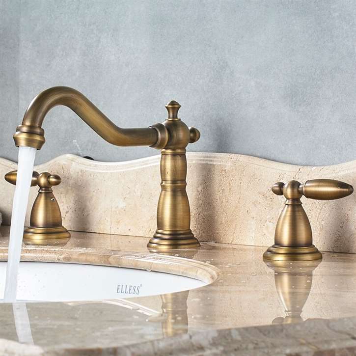 Alessandria Luxury Antique Brass Deck Mounted Bathroom Sink Faucet (FS-03182)