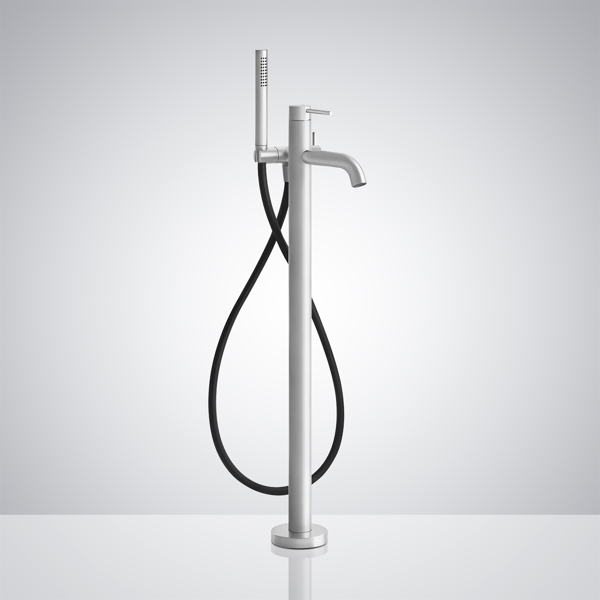 Fontana Sarehole Matte White Finish Freestanding External Bath Mixer With Hand Shower