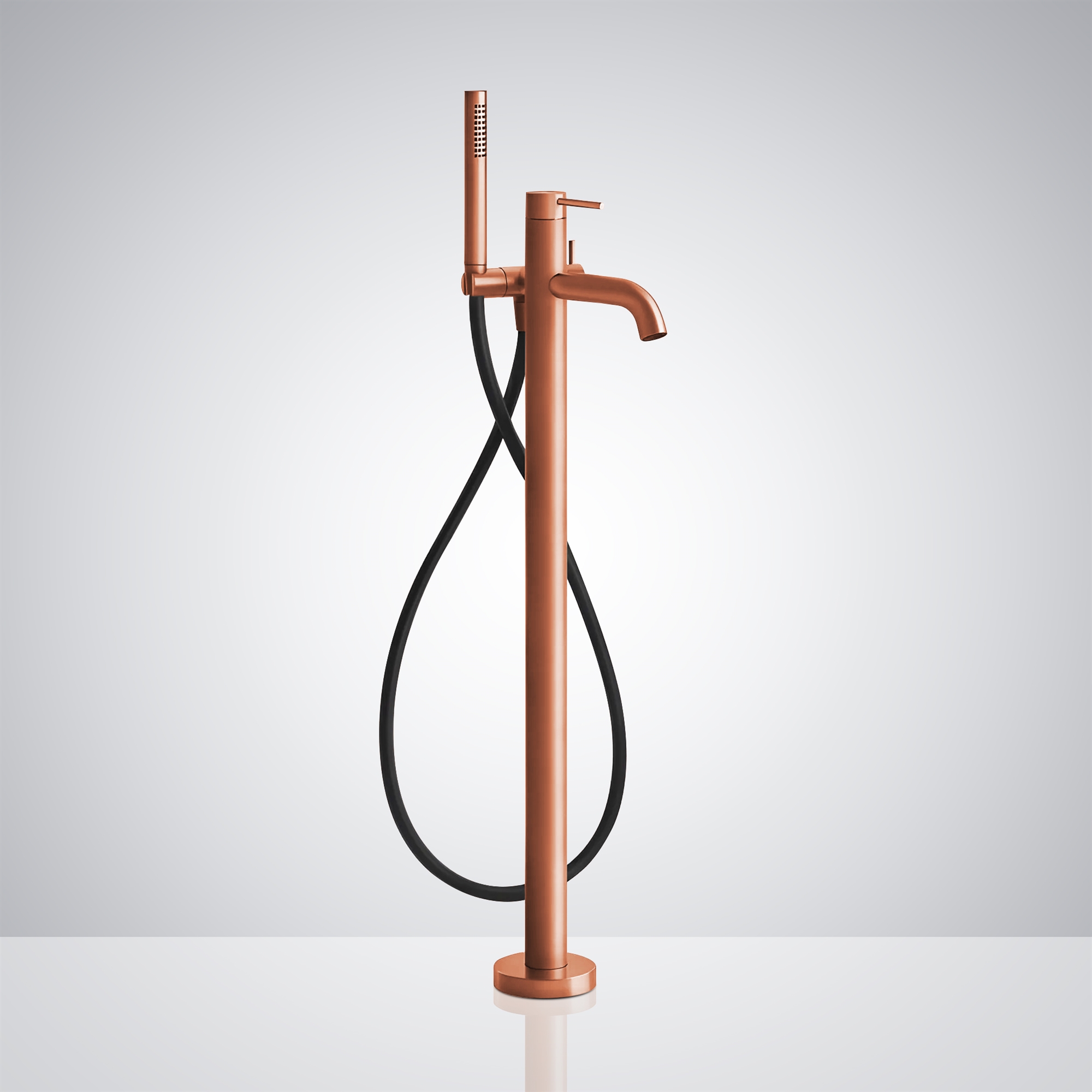 Fontana Sarehole Rose Gold Finish Freestanding External Bath Mixer With Hand Shower